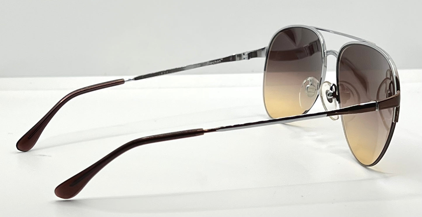 Marchon Marcolin 908|H2 Half-Rim Sunglasses w|New Custom Tobacco Gradient Tinted Lenses