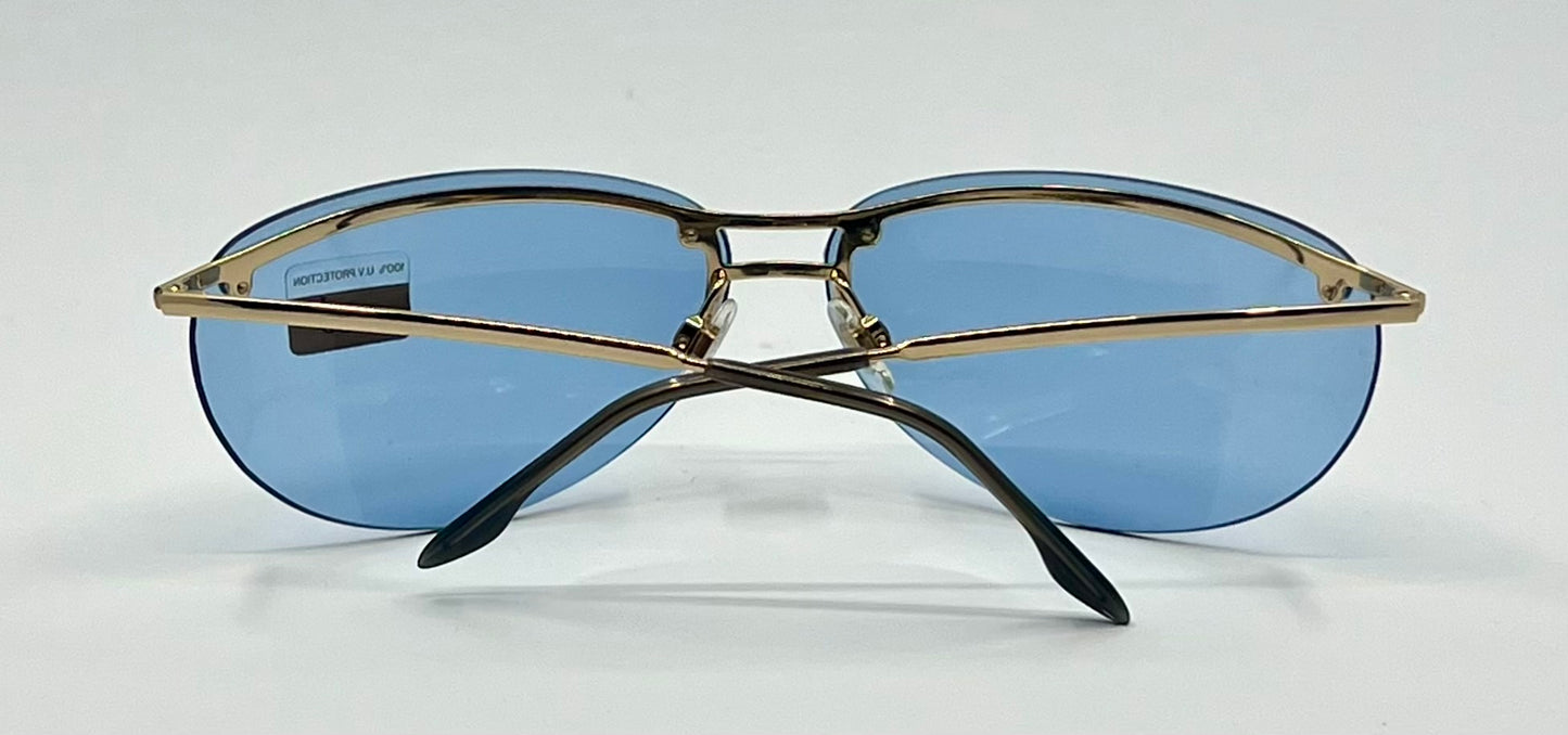 Web 3004 Y2K Vintage Sunglasses-Italy Deadstock-Blue Lenses/Semi-Rimless 68mm