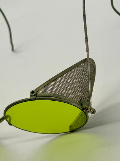Industrial / Glacier ANTIQUE Spectacles – Green Lenses with Mesh Side Shields – c.1900