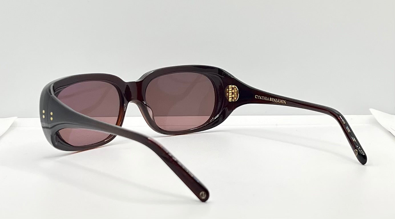 Cynthia Benjamin “Sid” Handmade Sunglasses – Plum Fade Acetate – Full Kit – Luxury Collector’S Piece