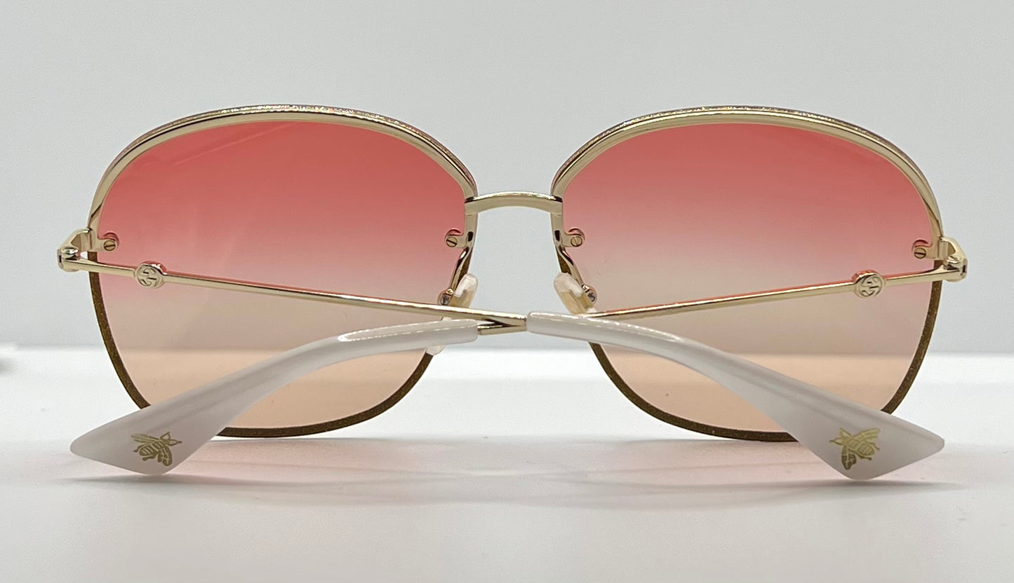 GUCCI GG0228S 005-Glitter Frame Sunglasses w/Gradient Pink/Yellow Lenses-Discontinued/Unworn-Japan