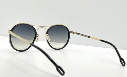 Odette Lunettes “Dalton Ii” C301-Gold Sunglasses-Made In France-Gradient Grey Lenses-48Mm-New