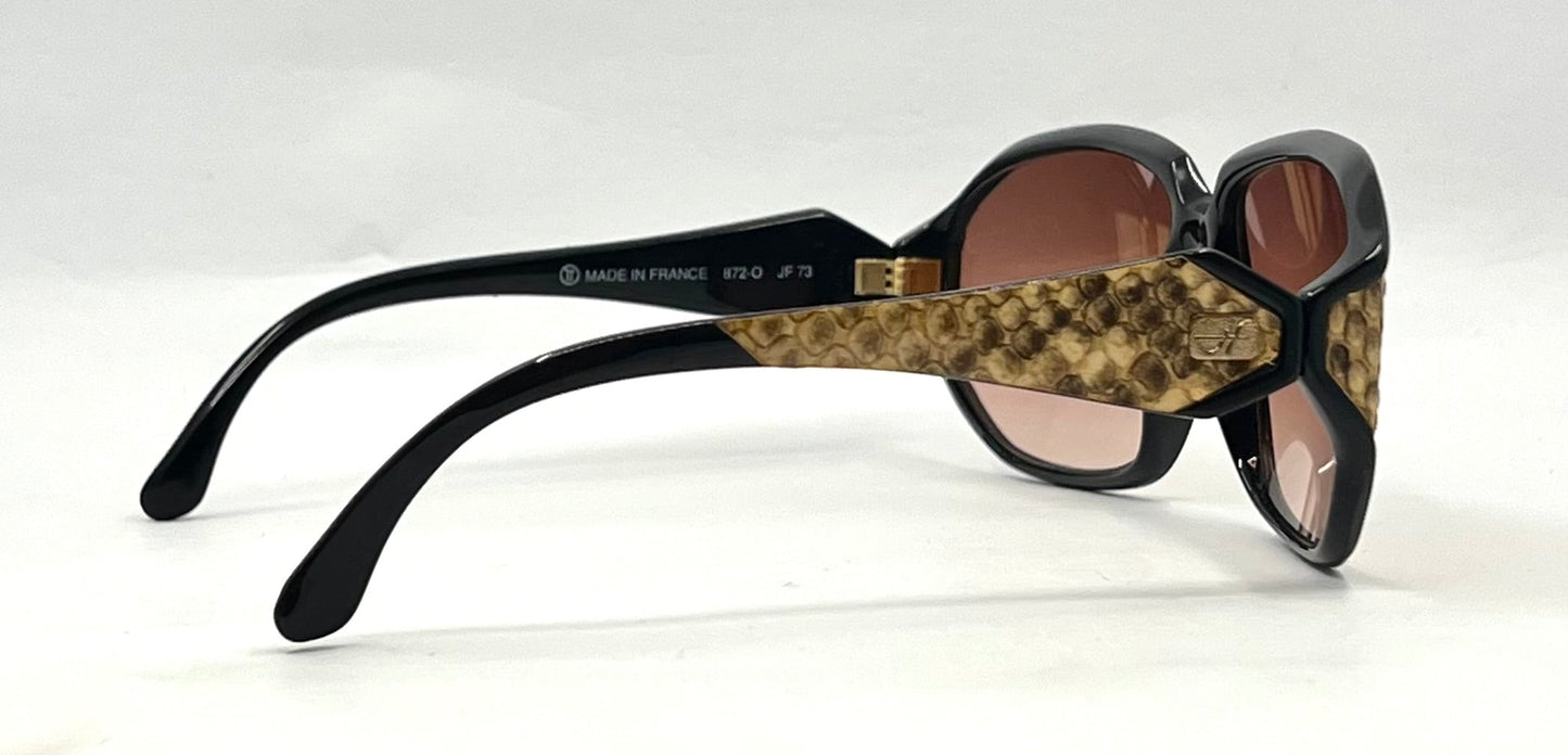 Jacques Fath 872-O Vintage Sunglasses-Exotic Snake Skin Temple-Unworn