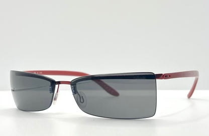 Silhouette 8596 40 6128 Vintage Sunglasses-Red Rimless Wrap Shield-Deadstock