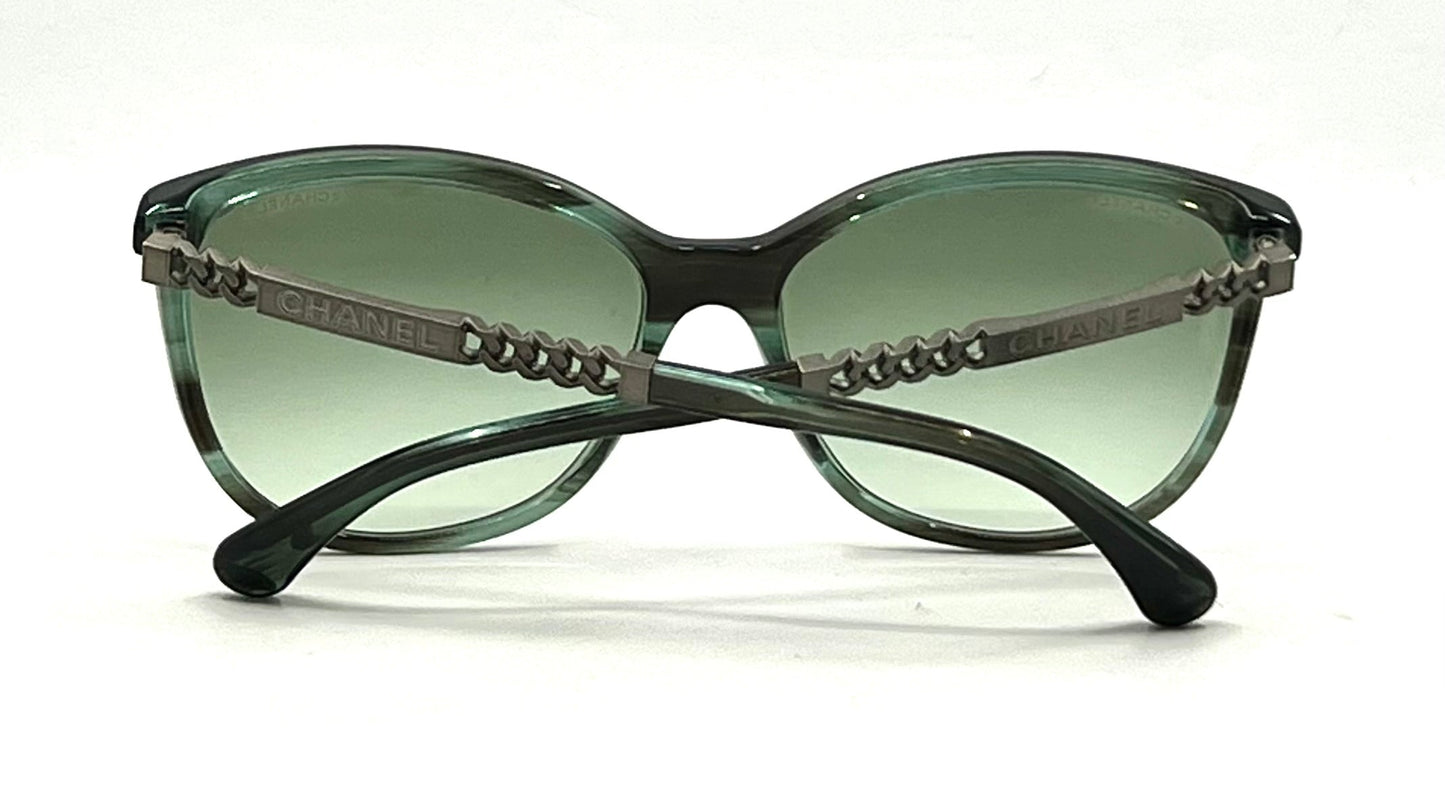 CHANEL 5352-Green Cat Eye VINTAGE Sunglasses-UNWORN-Italy-59mm