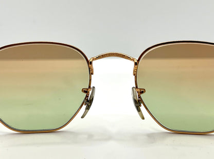 Ray-Ban Rb6448 3094-Geometric Gold Wire Sunglasses W| New, Custom Brown To Green Gradient Lenses