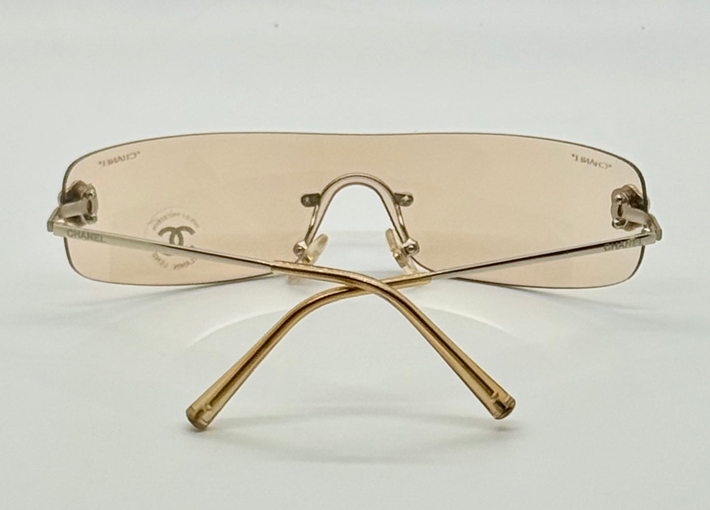 Chanel 4086 C.124|60 Silver Shield Rimless Sunglasses – Vintage Deadstock – Made In Italy