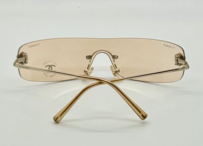 Chanel 4086 C.124|60 Silver Shield Rimless Sunglasses – Vintage Deadstock – Made In Italy