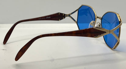 Silhouette M6186|30 Gold Shield Vintage Sunglasses W|New Solid Blue Custom Lenses-Unworn