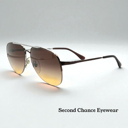 Marchon Marcolin 908|H2 Half-Rim Sunglasses w|New Custom Tobacco Gradient Tinted Lenses