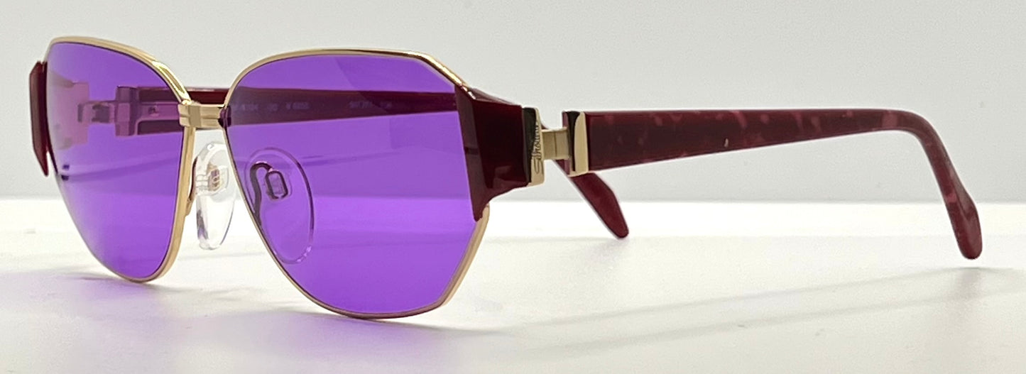 Silhouette M 6104 V 6055 Vintage Sunglasses W|New Solid Purple Custom Lenses-56Mm-Unworn|Nos-Austria