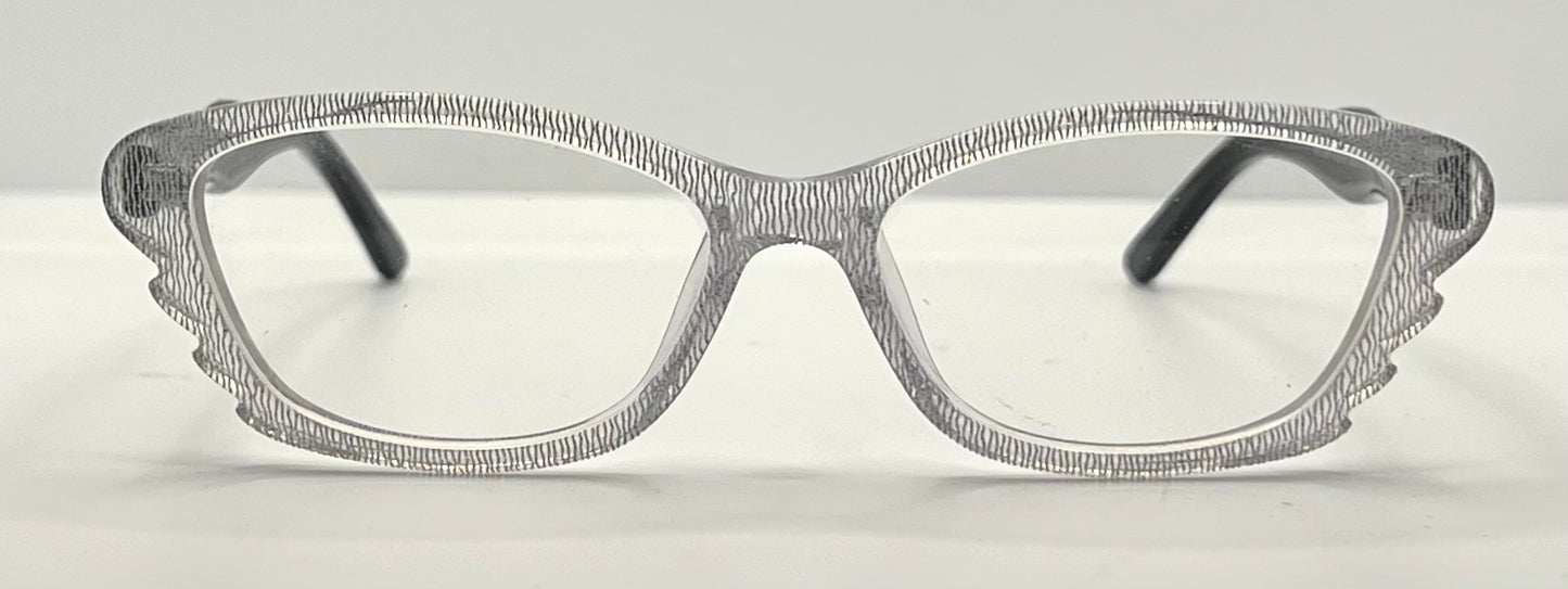 Menizzi Ma3026 Col.01 Eyeglasses – Clear Textured | Black Temples – 50Mm