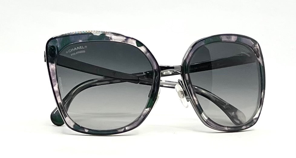 Chanel 4209 Polarized Sunglasses Grey Marble Italy 57-20 Deadstock