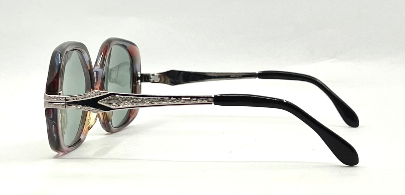 MARCOLIN AMBRA VINTAGE Oversized Sunglasses-New Solid Green Custom Lenses-Italy