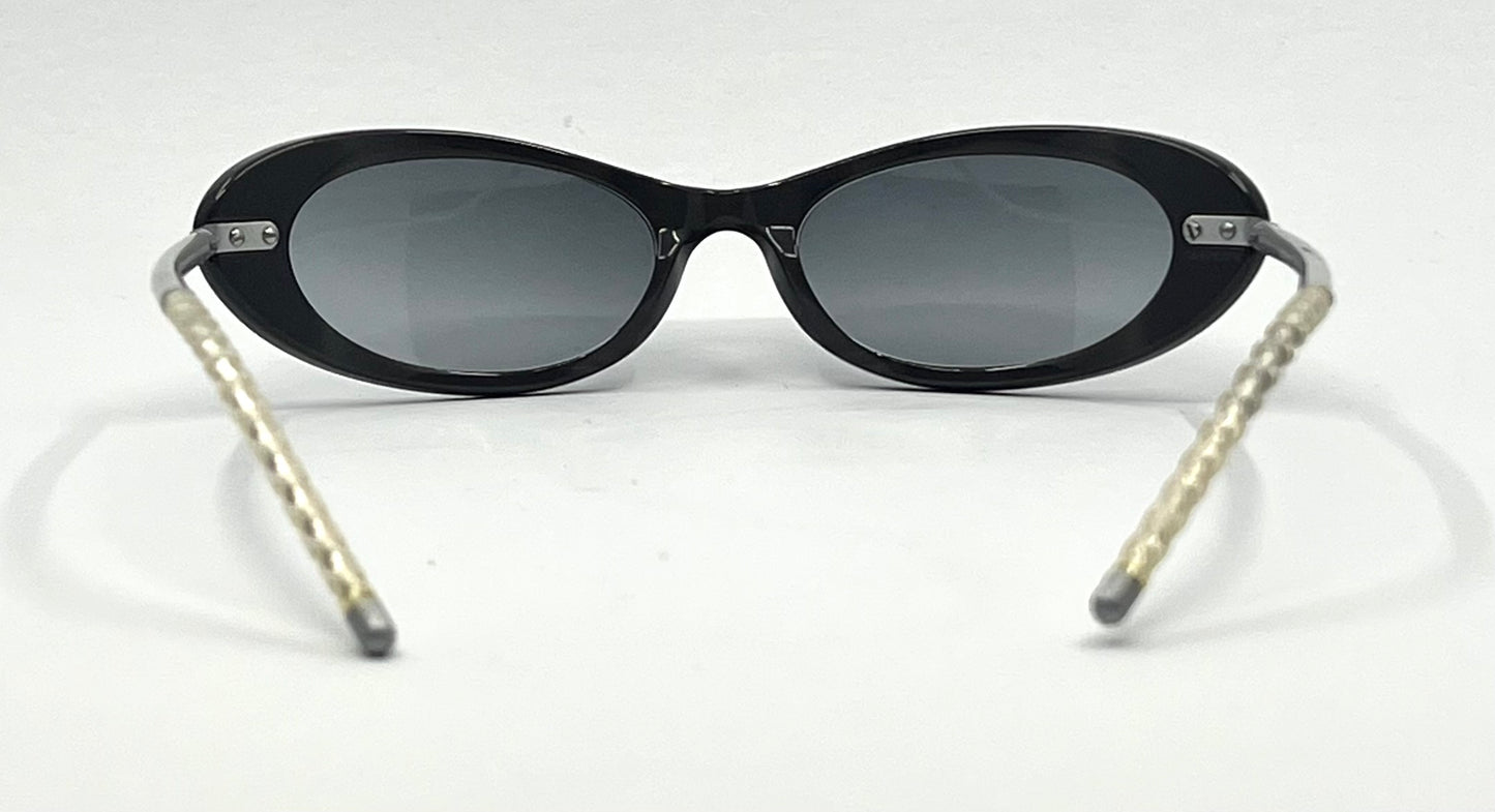 Chanel 5035 5414/11 Y2K Vintage Sunglasses – Black Oval 51-17, Grey Lenses