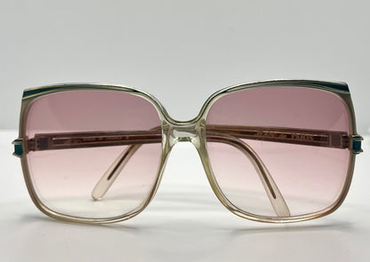 Jean De Paris 674|2 Vintage Sunglasses-Clear Frame Pink Lenses-France Nos