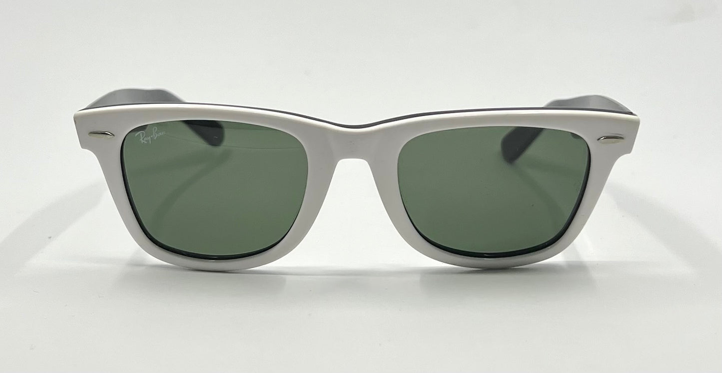 Ray-Ban RB2140 Wayfarer 956 Gloss White G-15 Sunglasses Made in Italy