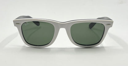 Ray-Ban RB2140 Wayfarer 956 Gloss White G-15 Sunglasses Made in Italy