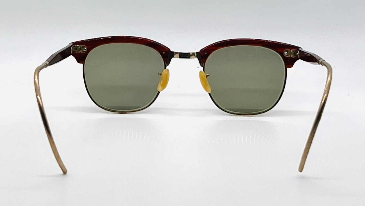 Shuron 12K Gold Filled Browline Vintage Sunglasses-New/Custom Lenses