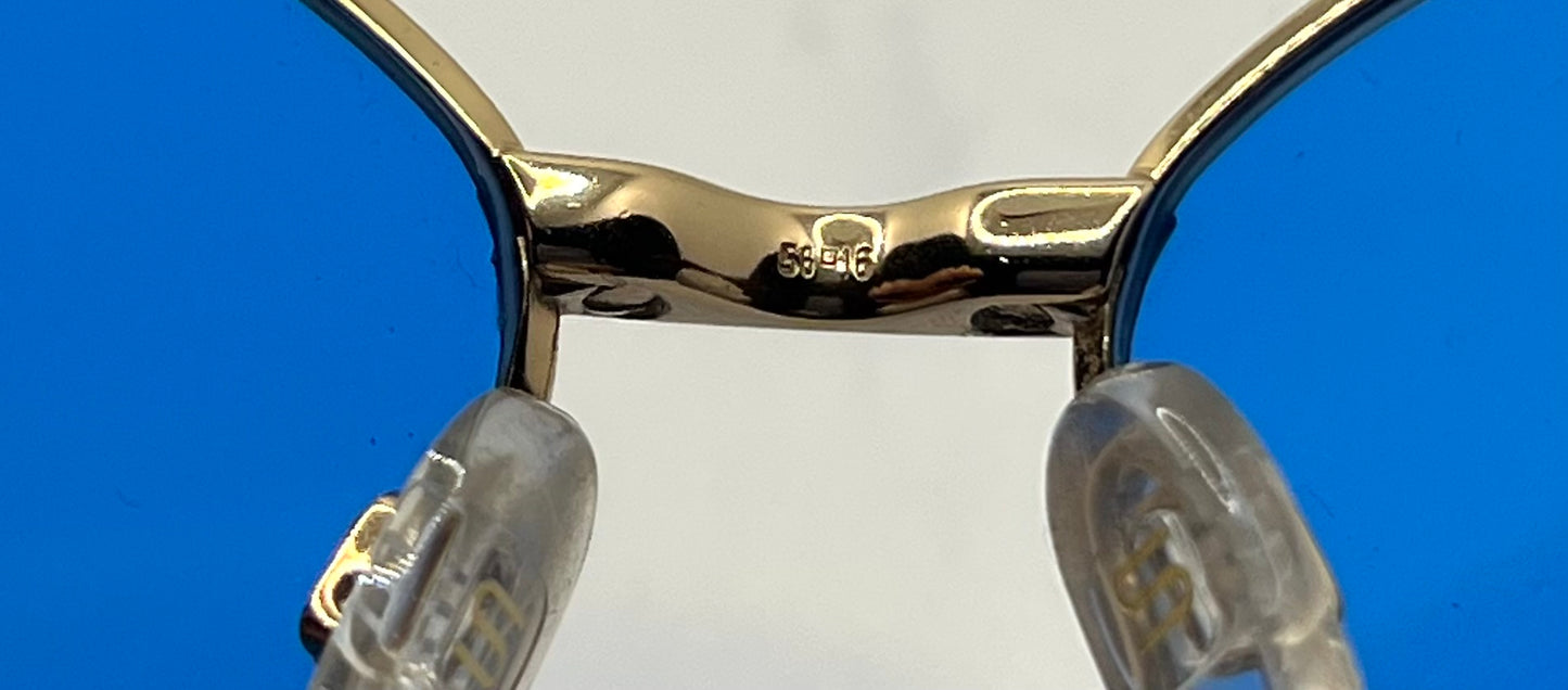 Silhouette M6186|30 Gold Shield Vintage Sunglasses W|New Solid Blue Custom Lenses-Unworn