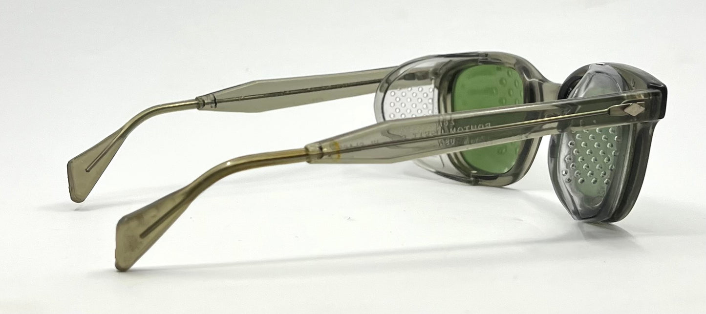 Bouton U-Fit-6 Z87 Safety Glasses USA-Original Green Mineral Glass Lenses-Vintage 1950s