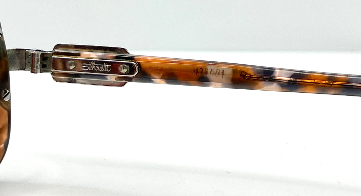 Silhouette Mod 501 Vintage Sunglasses W|New, Custom Solid Deep Rose Lenses-Deadstock-Austria