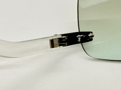 Hilton Firenze ’03 – Vintage Deadstock Y2K Rimless Sunglasses – Green Gradient Italy