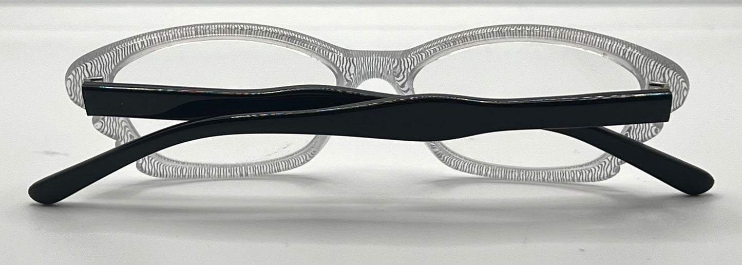 Menizzi Ma3026 Col.01 Eyeglasses – Clear Textured | Black Temples – 50Mm