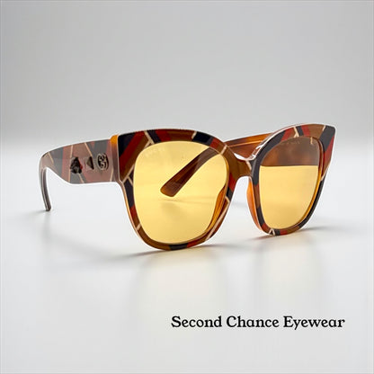 Gucci GG0059S 003 Amber Tortoise Geometric Sunglasses w/ Original Amber Lenses (Unworn)