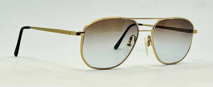 Studio 123-R-Flex Gold Aviator Sunglasses-New Gradient Custom Lenses-1970s Vintage