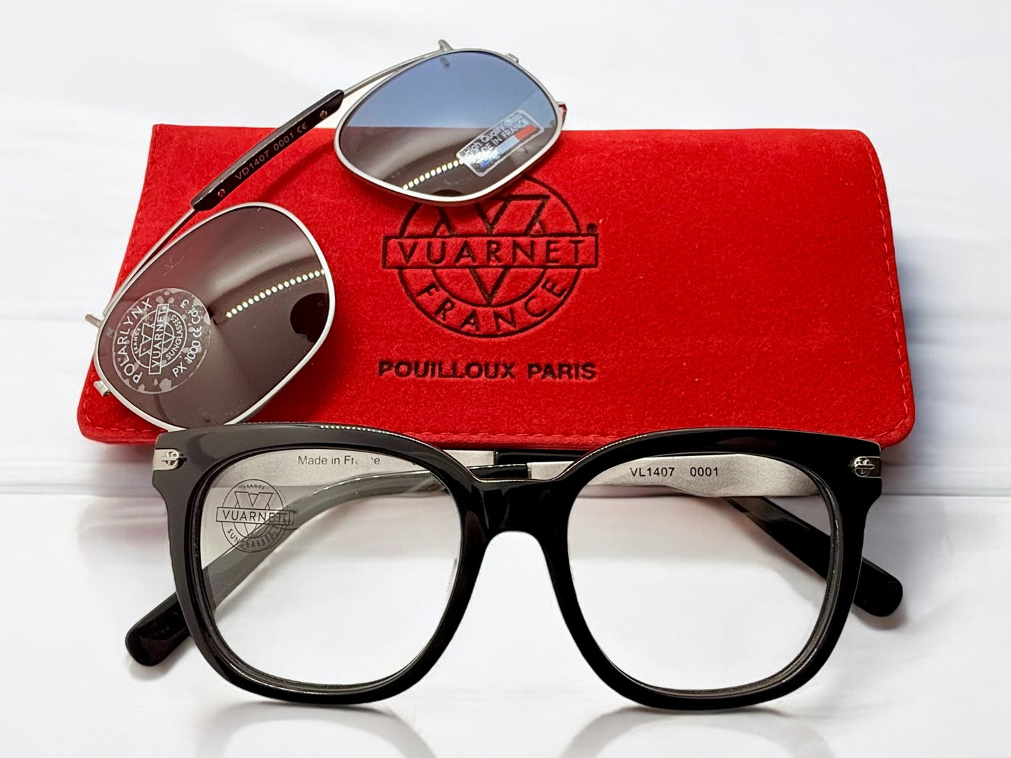 Vuarnet Vl1407 0001 Polarized Clip-On Sunglasses With Mineral Glass Lenses