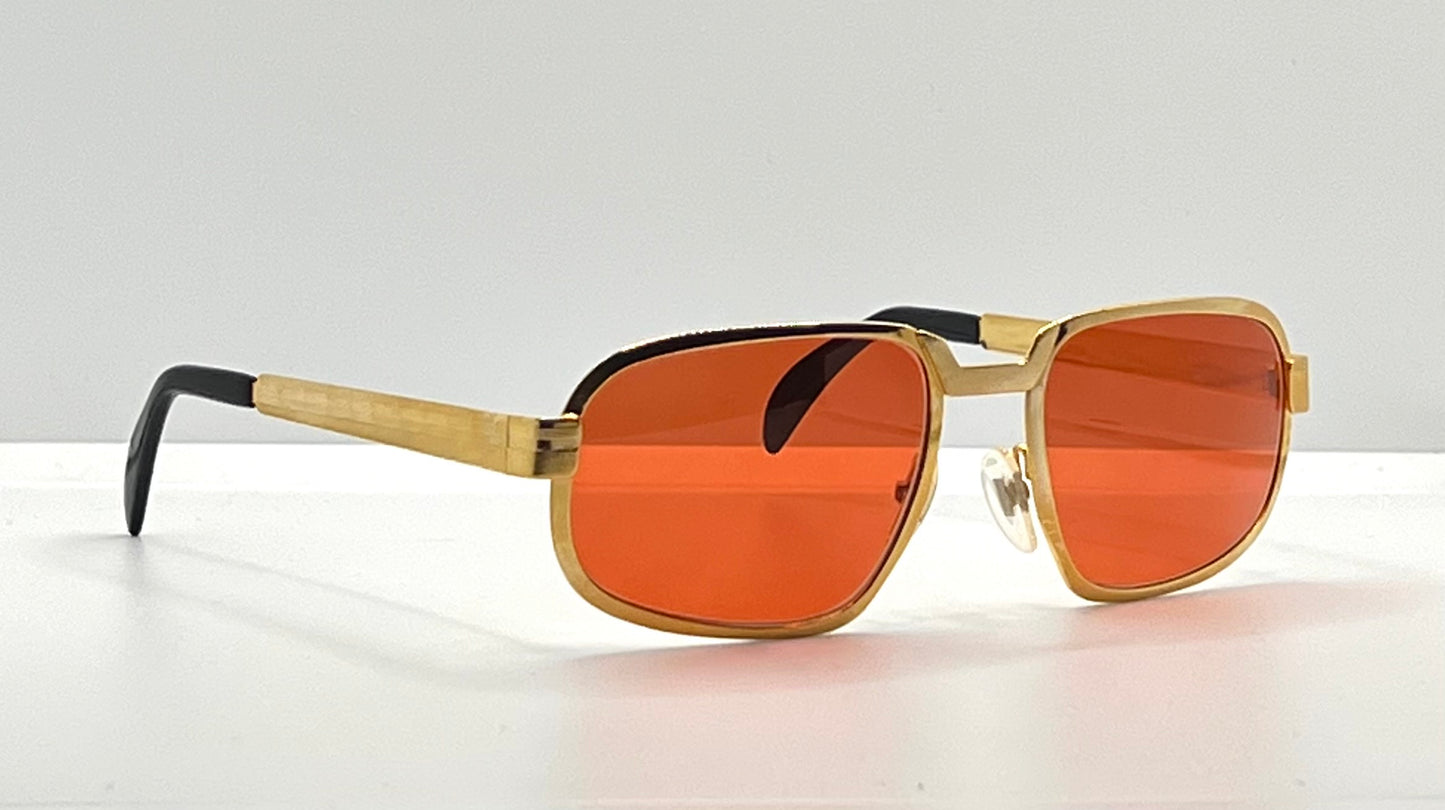 Swan Medici 50420 Vintage Sunglasses-Gold Textured Frame W|New, Custom “Tuscan Flame” Lenses-Deadstock-Italy