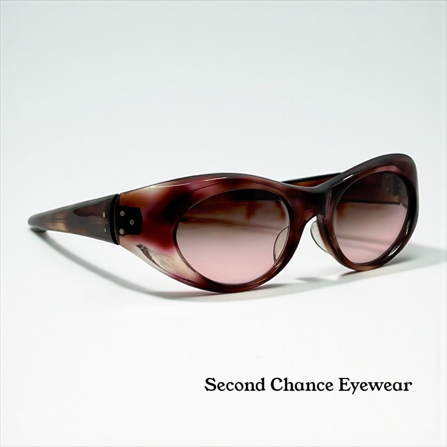 French Artisan A640 Vintage Sunglasses-Burgundy Acetate-New Gradient Custom Lenses