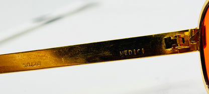 Swan Medici 50420 Vintage Sunglasses-Gold Textured Frame W|New, Custom “Tuscan Flame” Lenses-Deadstock-Italy