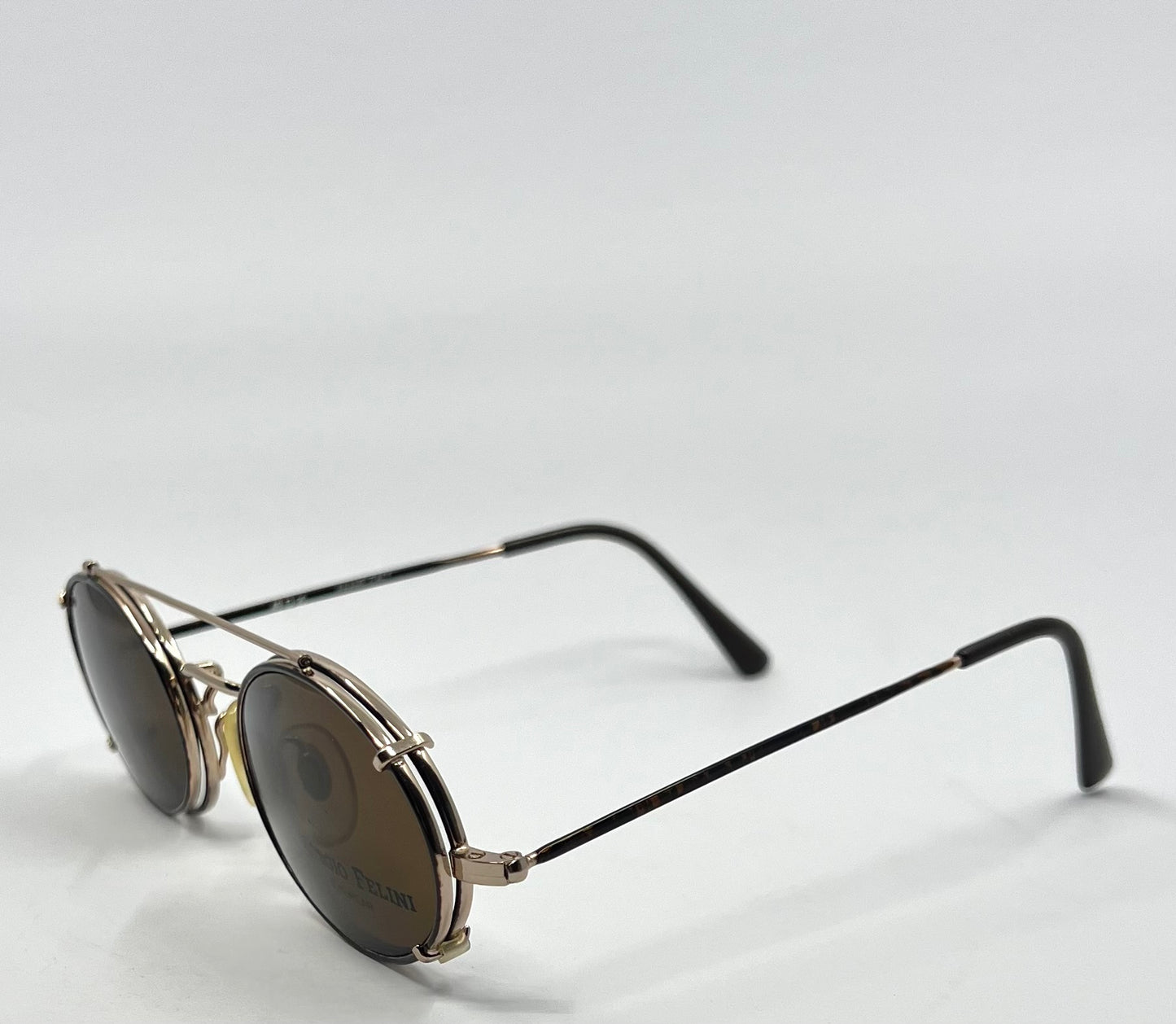 Giorgio Felini W1480 G|To Gold Oval Convertible Eyewear With Clip-On Vintage|Deadstock-Italy 49-20