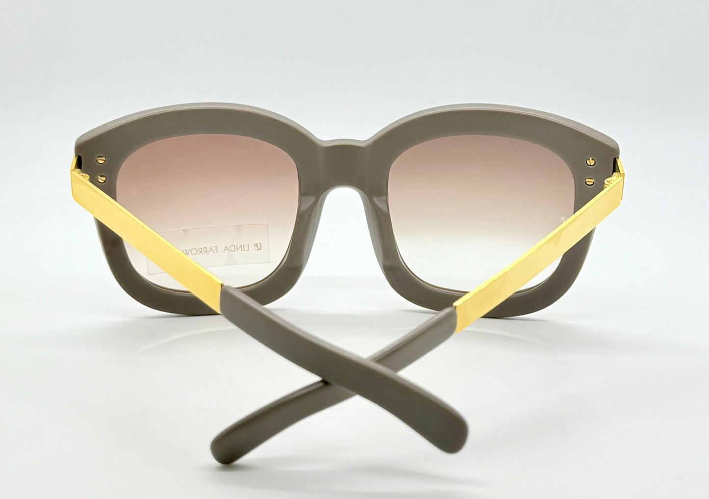 Linda Farrow Luxe Lfl|1|6 Grey Gold Oversized Sunglasses Japan Deadstock Kit