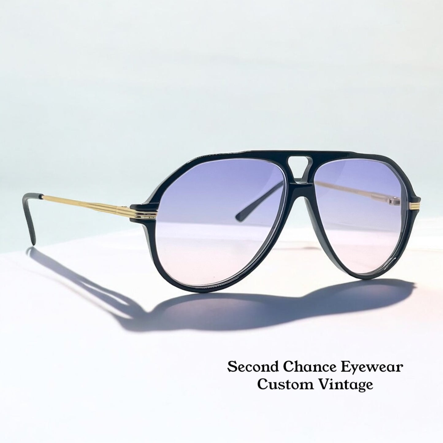 BLOOPTIC Vintage Sunglasses-Mod. Exclusive 57 w/ New, Custom Lavender/Pink Gradient Lenses-Deadstock