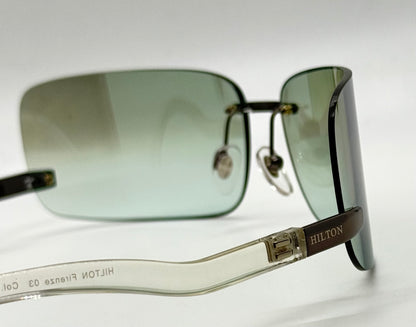 Hilton Firenze ’03 – Vintage Deadstock Y2K Rimless Sunglasses – Green Gradient Italy