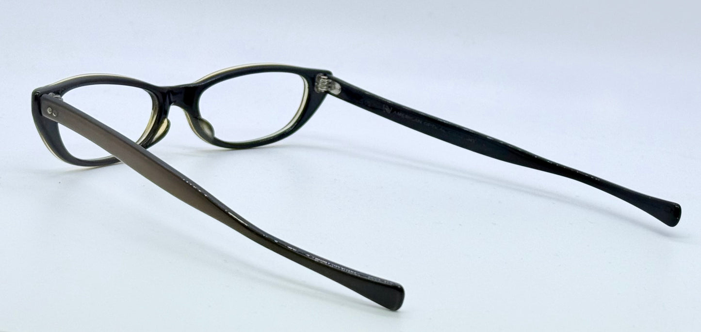 Vintage American Optical Cat-Eye Glasses-1950s|1960s Black & Brown Acetate Frame