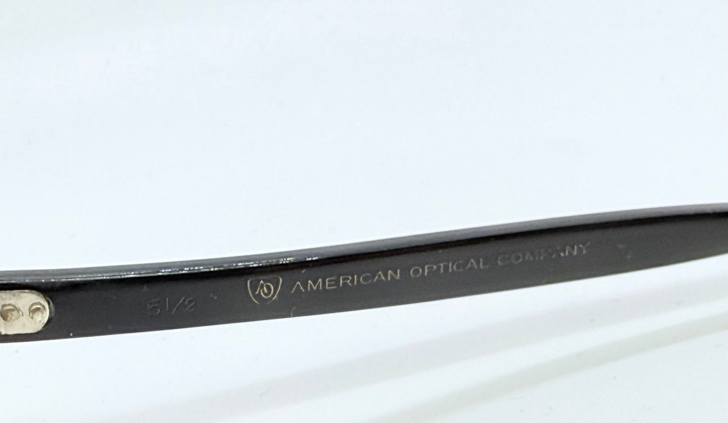 Vintage American Optical Cat-Eye Glasses-1950s|1960s Black & Brown Acetate Frame