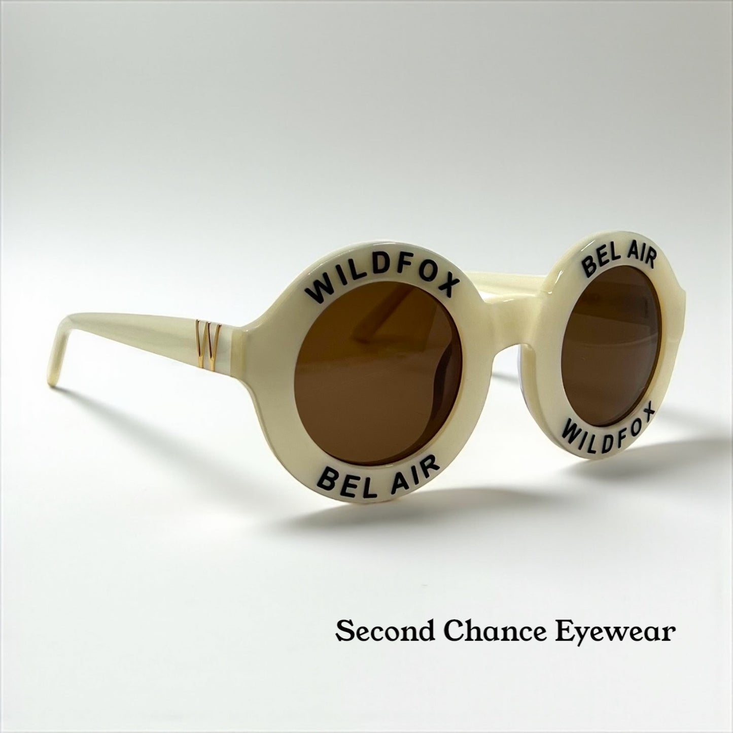 Wildfox Bel Air Oversized Round Sunglasses Ivory Acetate Brown Lens-Deadstock