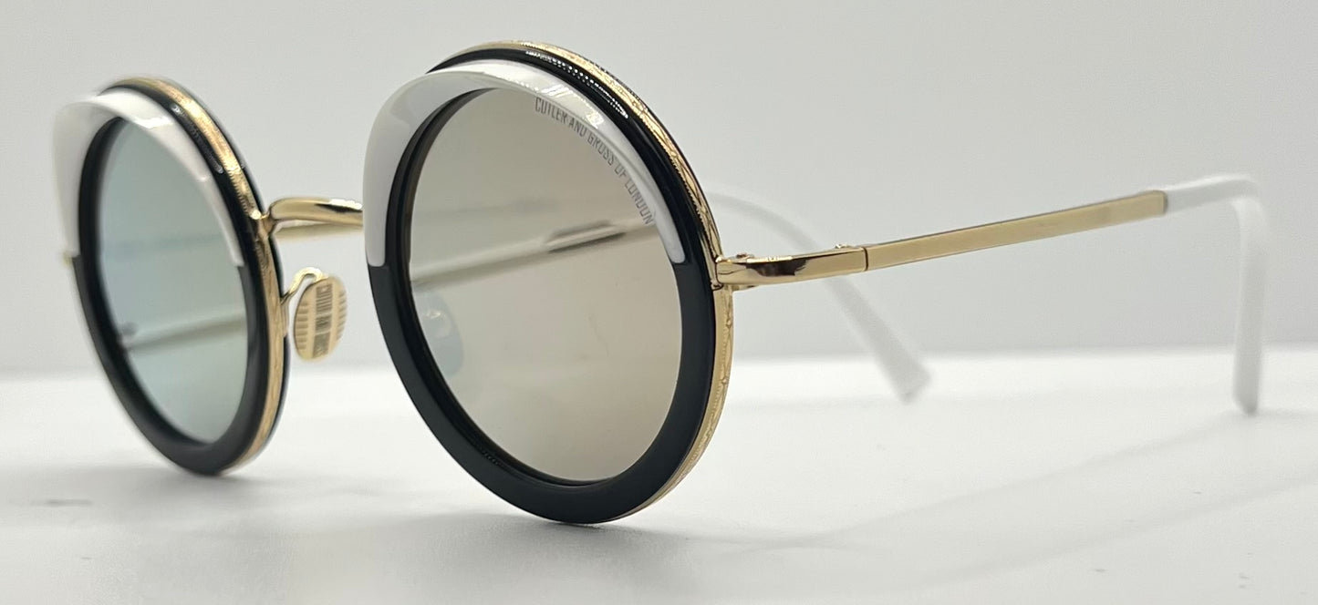Cutler and Gross 1277 Round Sunglasses Gold|Black|White-New|Unworn-Full Kit-44mm