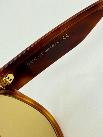 Gucci GG0059S 003 Amber Tortoise Geometric Sunglasses w/ Original Amber Lenses (Unworn)