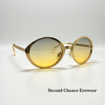 Italian Avant-Garde Round Gold Sunglasses-Vintage Deadstock w/ Second Chance Customs Gradient Lenses