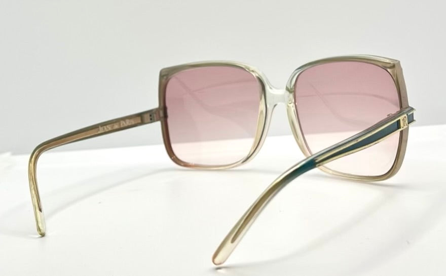 Jean De Paris 674|2 Vintage Sunglasses-Clear Frame Pink Lenses-France Nos
