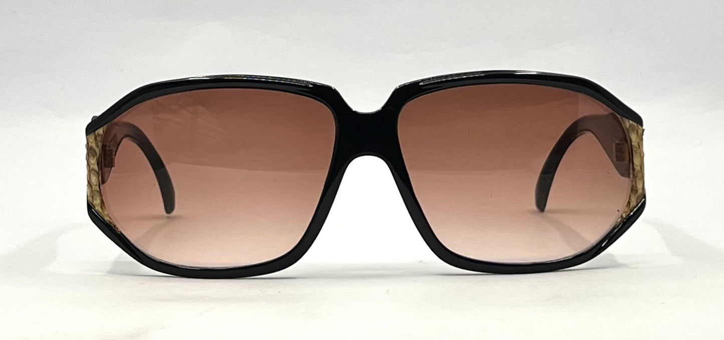 Jacques Fath 872-O Vintage Sunglasses-Exotic Snake Skin Temple-Unworn