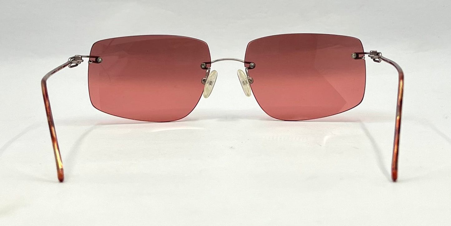 JBK 21.2-Rimless Italian Design Sunglasses-Rose Solid Tint Lens 46-20