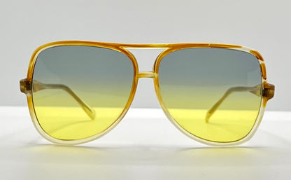 Greece Aviator Vintage Sunglasses-Transparent Amber Frame W|New, Custom Yellow Gradient Lenses-Pre-Owned