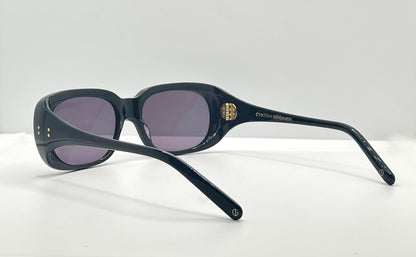 CYNTHIA BENJAMIN “SID” Handmade Sunglasses – Deep Navy Acetate with Violet Lenses – Brand New Full Kit