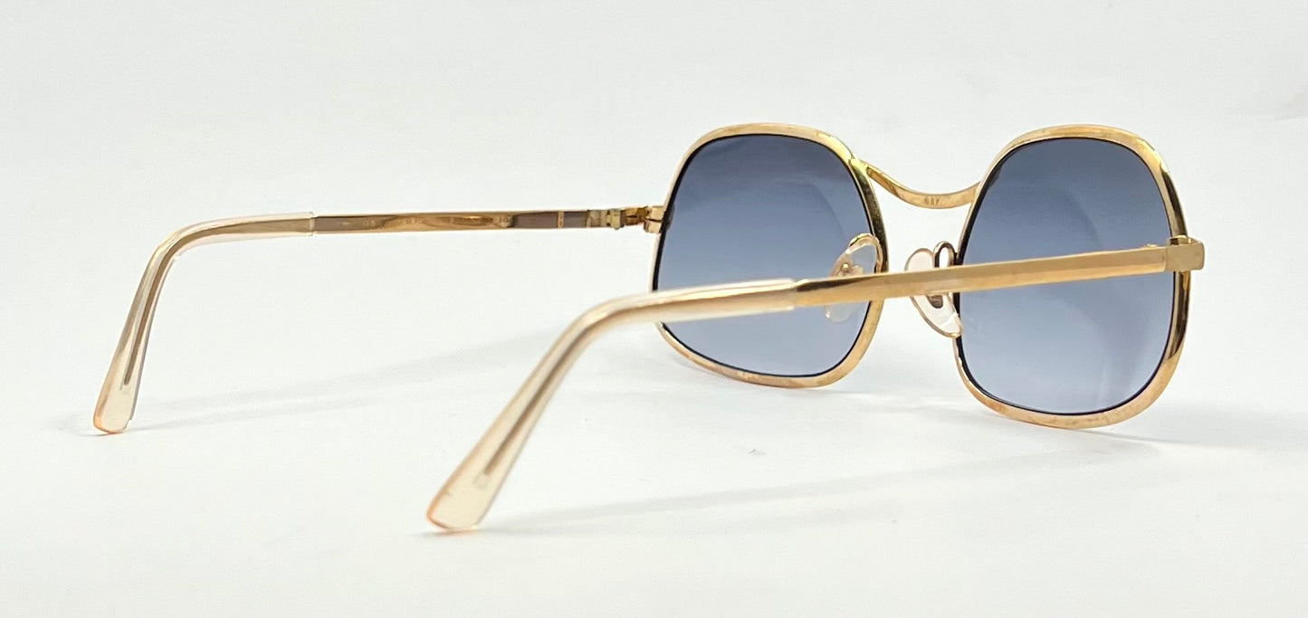 Italian Gold-Filled Hammered Pilot Sunglasses-Vintage Deadstock w/New Gradient Custom Lenses